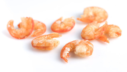 Dried shrimp isolated on white background.