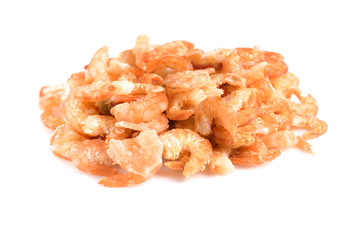 Dried shrimp isolated on white background.
