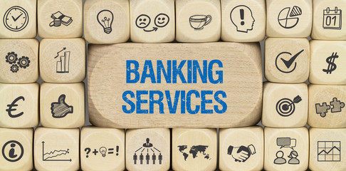 Banking Services / Würfel mit Symbole