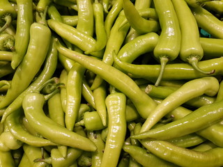 Green hot chili peppers