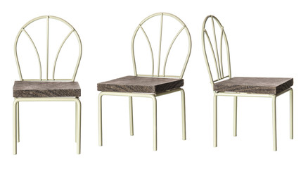 wooden and steel chair isolated on white background