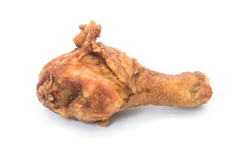 Fried calf chicken isolated on white background.