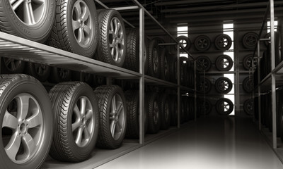 Obraz na płótnie Canvas Tires and rims for car