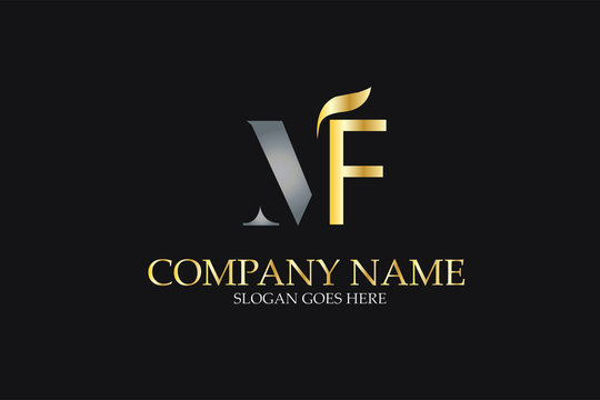  MF Letter Logo Design in Golden and Metal Color