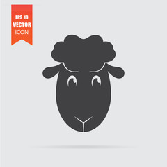 Sheep icon in flat style isolated on grey background.