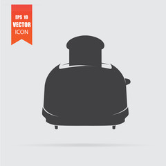 Toaster icon in flat style isolated on grey background.