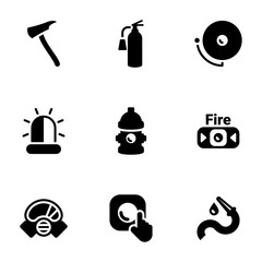 Icons for theme Fire Department , vector, icon, set. White background