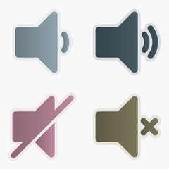 Vector illustration on a theme Loudspeaker, button, sound, music