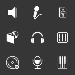 Musical icons on a black background