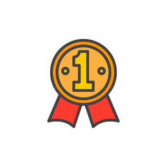 First place medal filled outline icon, vector sign, Best seller colorful illustration