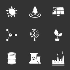 Energy icons. Black background