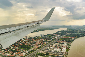 Fototapeta na wymiar Aerial View of Guayaquil from Window Plane