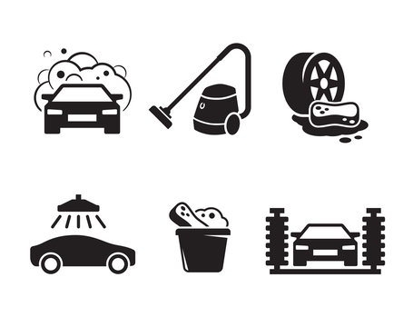 Car wash icon set