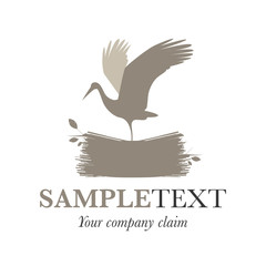 Obraz premium Stork on a nest. Vector Illustration. Good for logo.