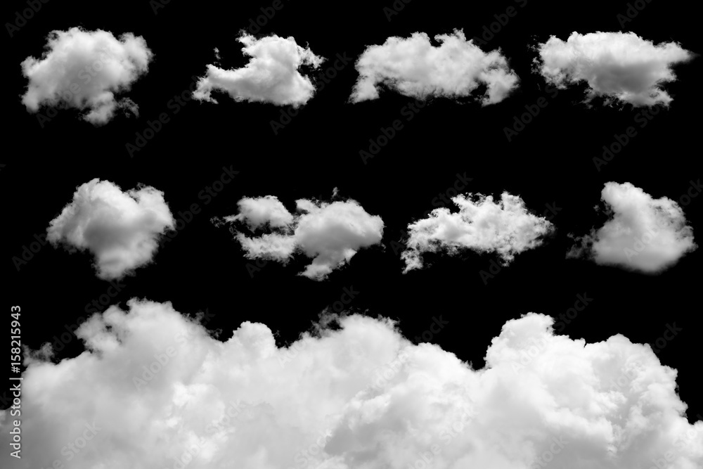 Canvas Prints set of isolated clouds on black