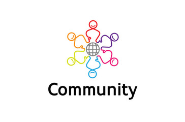 Colorful People Group Team Logo Design Illustration