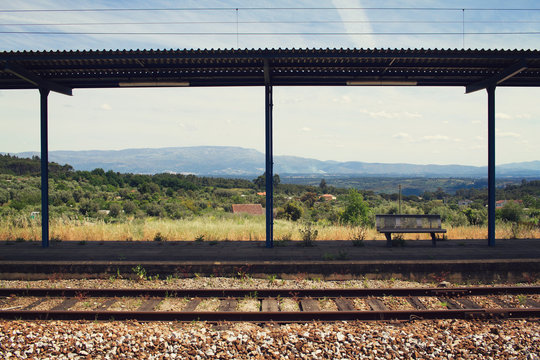 train station with view on mountains, Portugal