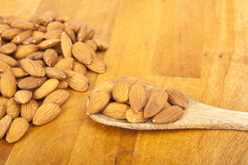 Peeled almonds closeup