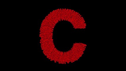 Letters of english alphabet made of red roses with alpha channel