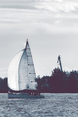 Sailboat moving in Riga