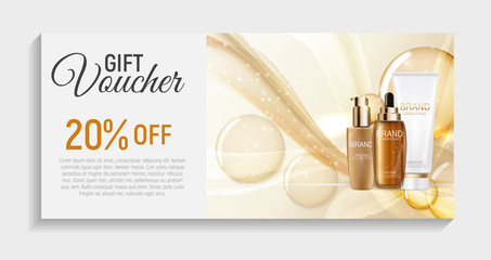 Gift Voucher  with Design Cosmetics Product  Template Background