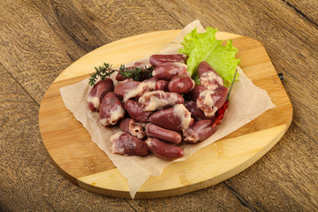 Raw chicken hearts