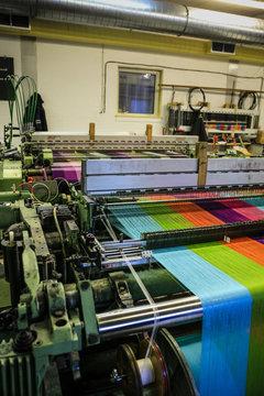Modern weaving machine producing elaberate patterned textile for the World markets