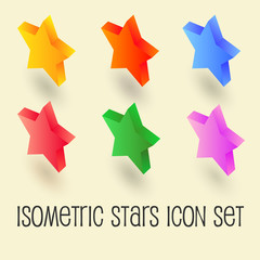 five-pointed colorful star, isometric icon set.