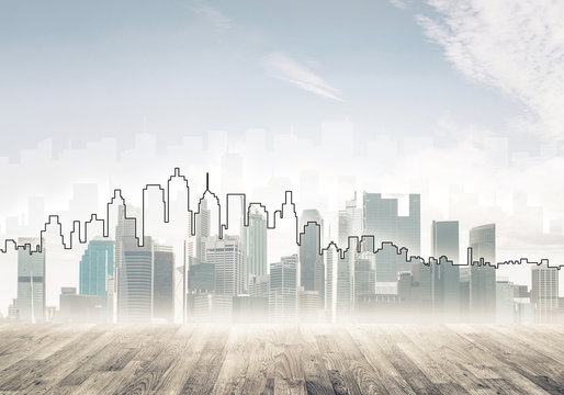 Background image with city center view as modern business life c