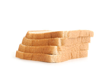 sliced bread on white background