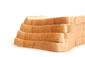 sliced bread on white background
