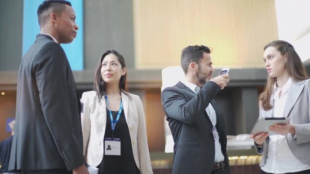 Business colleagues chatting