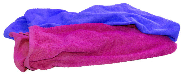 colorful towel isolated lie a bunch on white