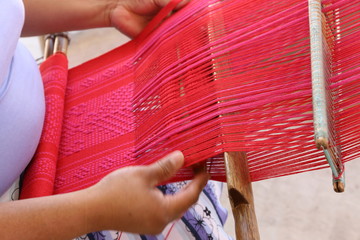 A Woman ist weaving near Oaxaca