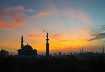 The Federal Territory Mosque is one of the major mosque in Kuala Lumpur, The mosque's design is a blend of Ottoman and Malay architectural styles.