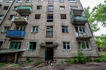 Residential apartment building after a fire