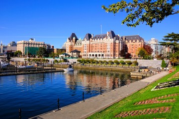 Uitzicht op de prachtige haven van Victoria, Vancouver Island, BC, Canada