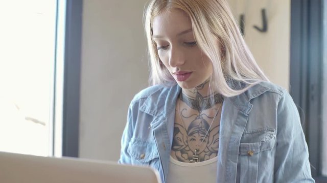 Woman using laptop computer