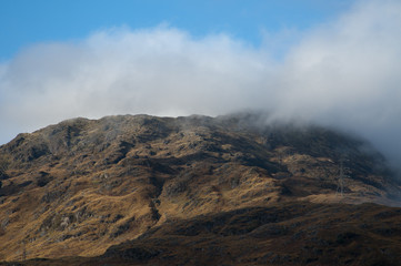 Cloud shrouded peak of Troisgeach in the Loch Lomond & The Trossachs National Park