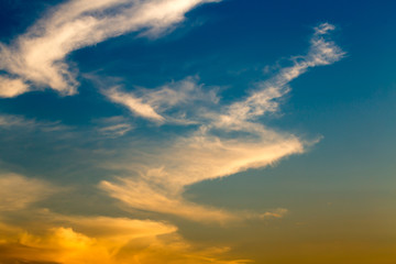 Obraz premium Natural sunset /sunrise with beautiful clouds. Bright Dramatic Sky in warm colors.