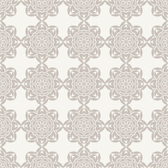 Oriental seamless geometric fabric pattern. Ethnicity ornament. Ornamental background, texture, tiled. Floral elements, mandala decor. Arabic, Islamic, moroccan, asian, indian native african motifs.