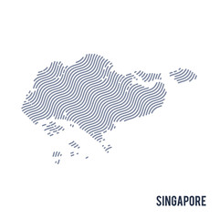 Vector abstract wave map of Singapore isolated on a white background.