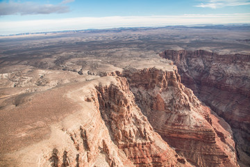 view over the north rim in grand canyon from the helicopter