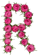 Fotobehang Bloemen Letter R alfabet van bloemen van rozen, geïsoleerd op een witte achtergrond