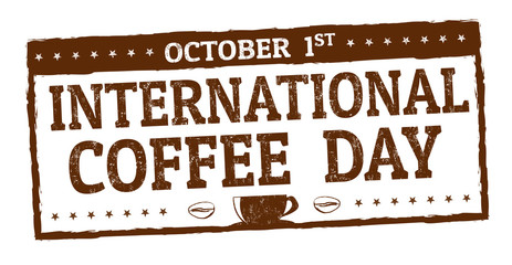 International coffee day sign or stamp