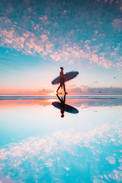 Surfer with Sunset