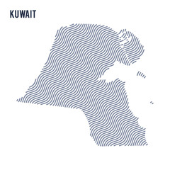 Fototapeta Vector abstract wave map of Kuwait isolated on a white background. obraz