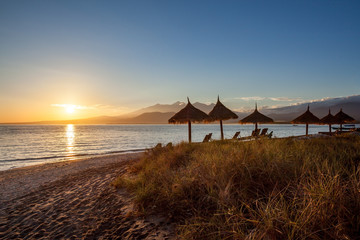 Beautiful landscape on background of sunrise