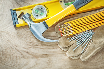 Construction level leather protective gloves wooden meter claw h