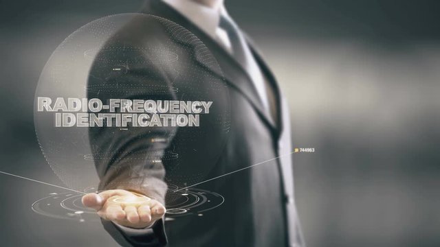 Radio-Frequency Identification with hologram businessman concept